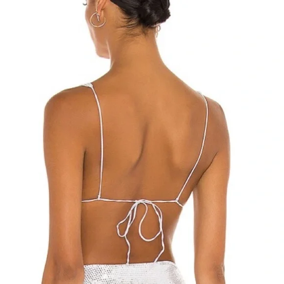 Oseree Disco 90’s Bikini Top Only in Silver Revolve - Picture 3 of 8